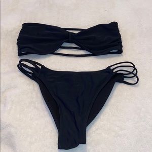 Black strappy bikini set